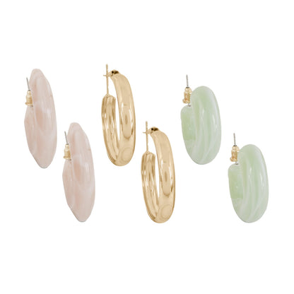 Bewitched Shine On Set of 3 Multi Color Hoop Earrings