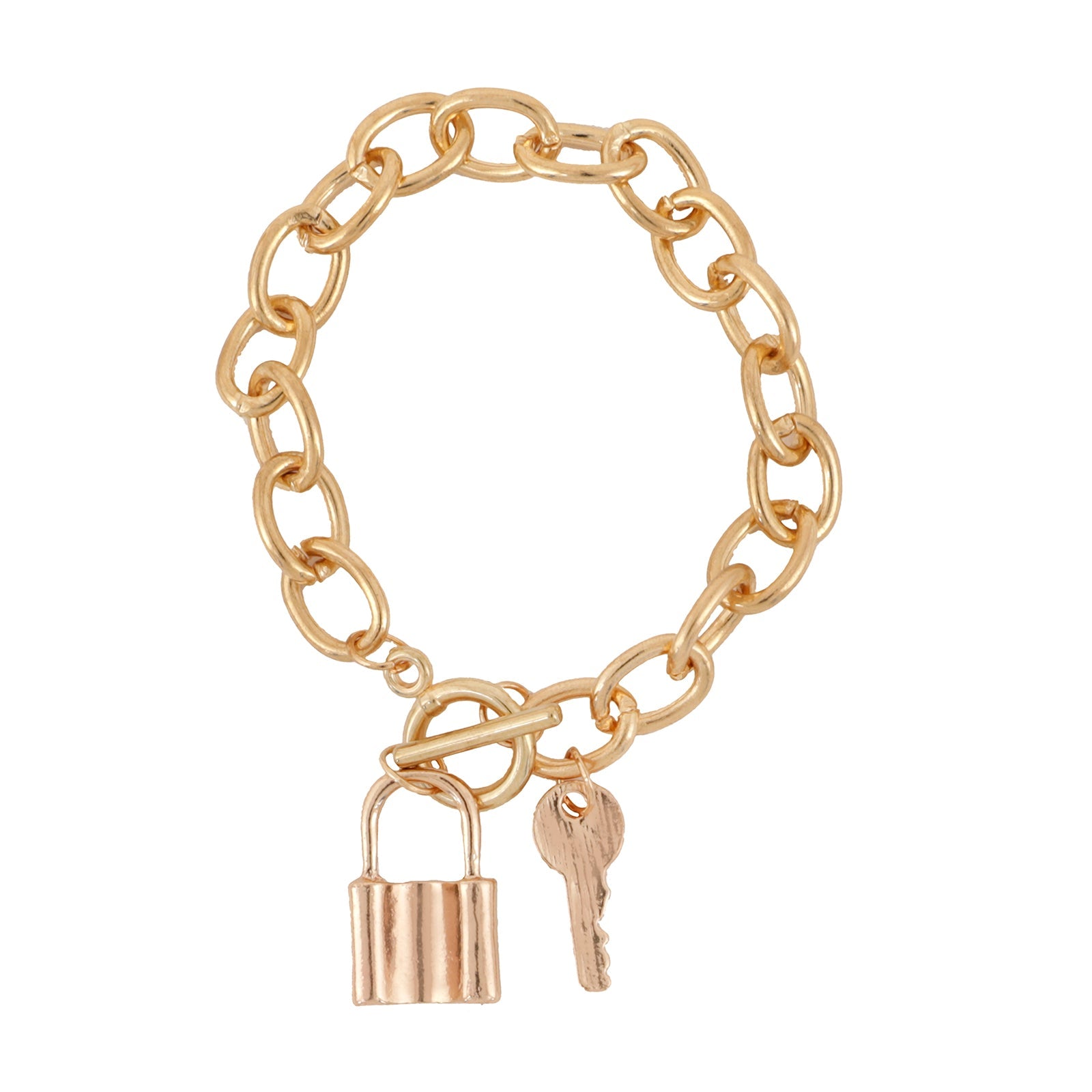 Bewitched Smitten Lock & Key Gold  Bracelet