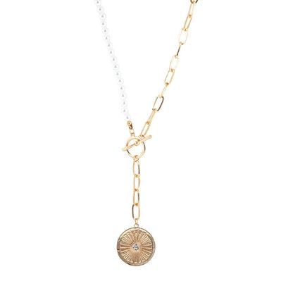 Bewitched Netta Pearl And Chainlink Drop Down Necklace