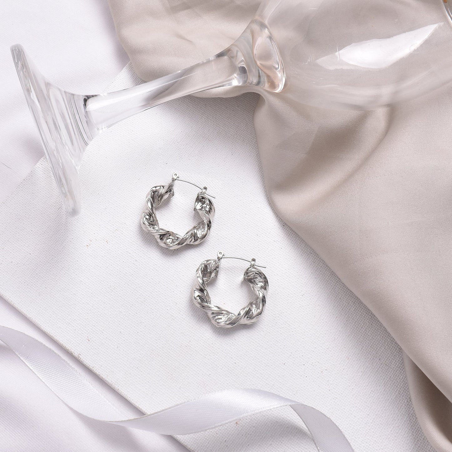 Bewitched Eyra Twirl Silver Hoop