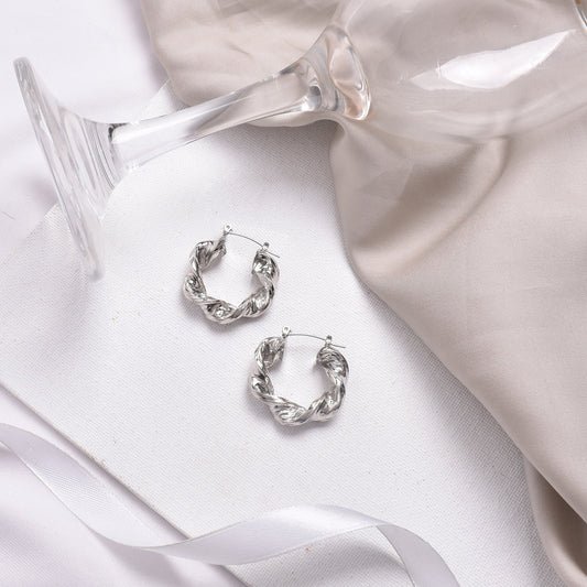 Bewitched Eyra Twirl Silver Hoop