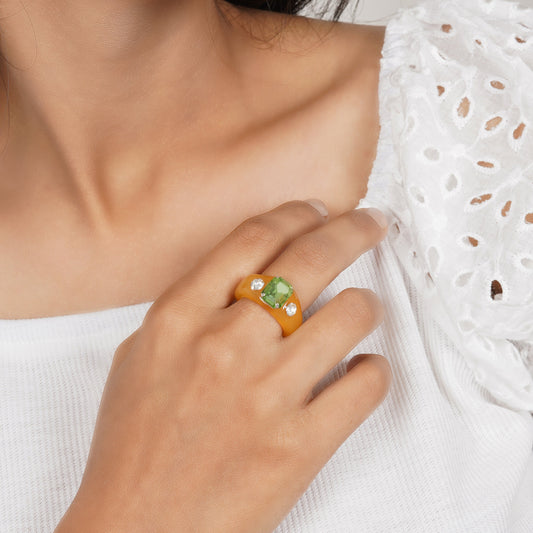 Bewitched Mel Rhinestone Orange Ring