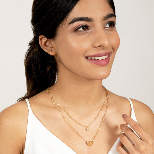 Bewitched Sparkles In Heart Layered Necklace