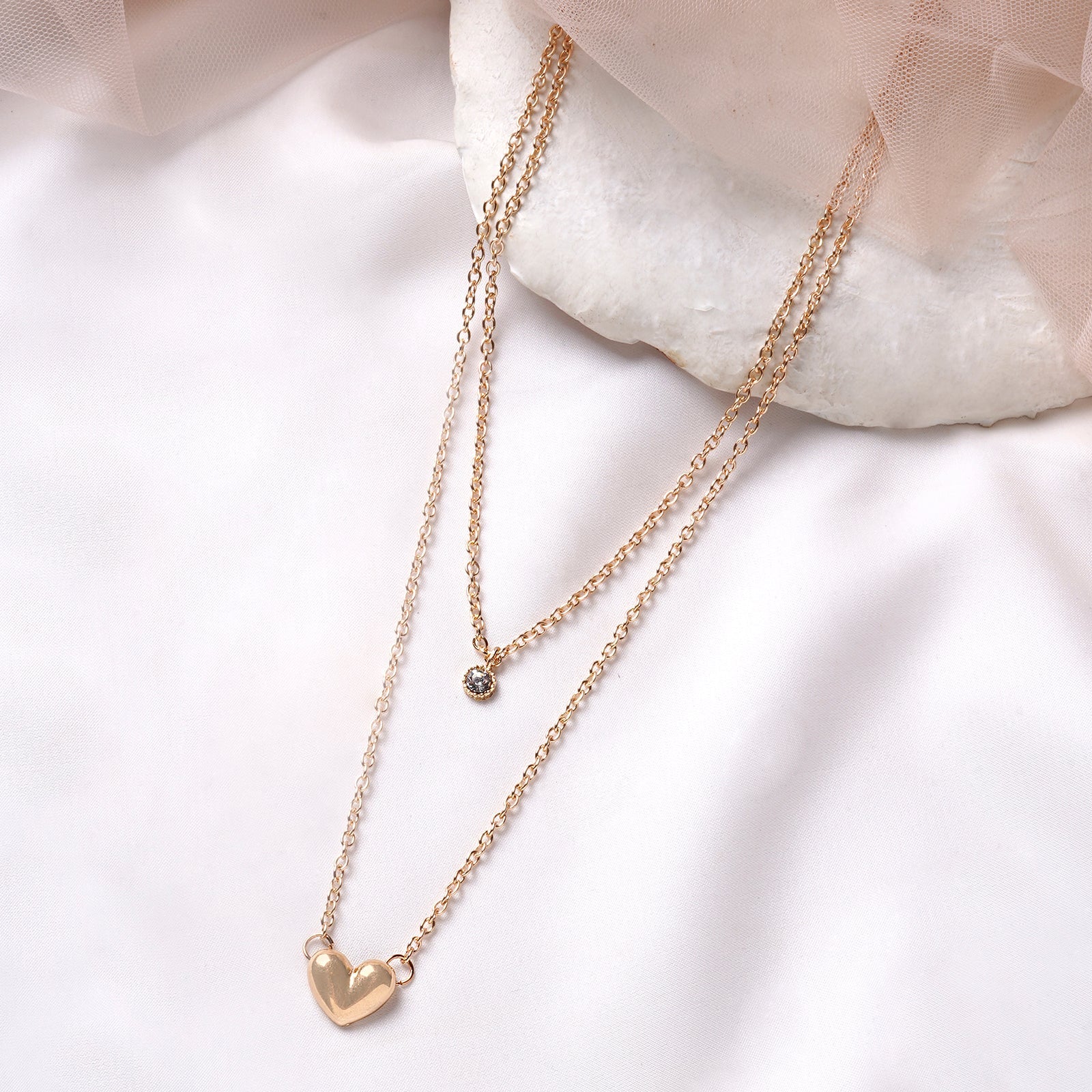 Bewitched Sparkles In Heart Layered Necklace