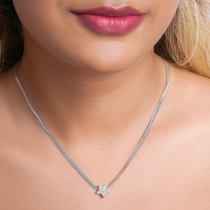 Bewitched Starlasa Rhinestone Star Charm Silver Necklace