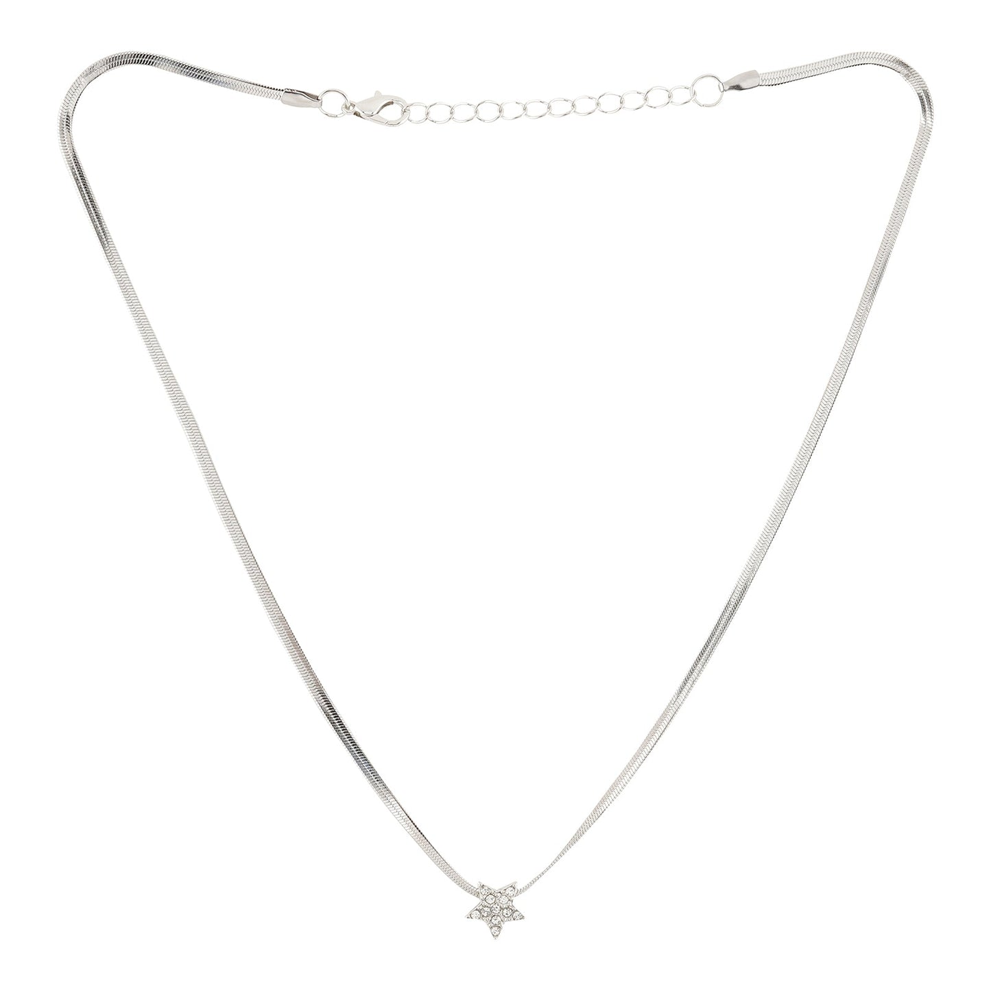 Bewitched Starlasa Rhinestone Star Charm Silver Necklace