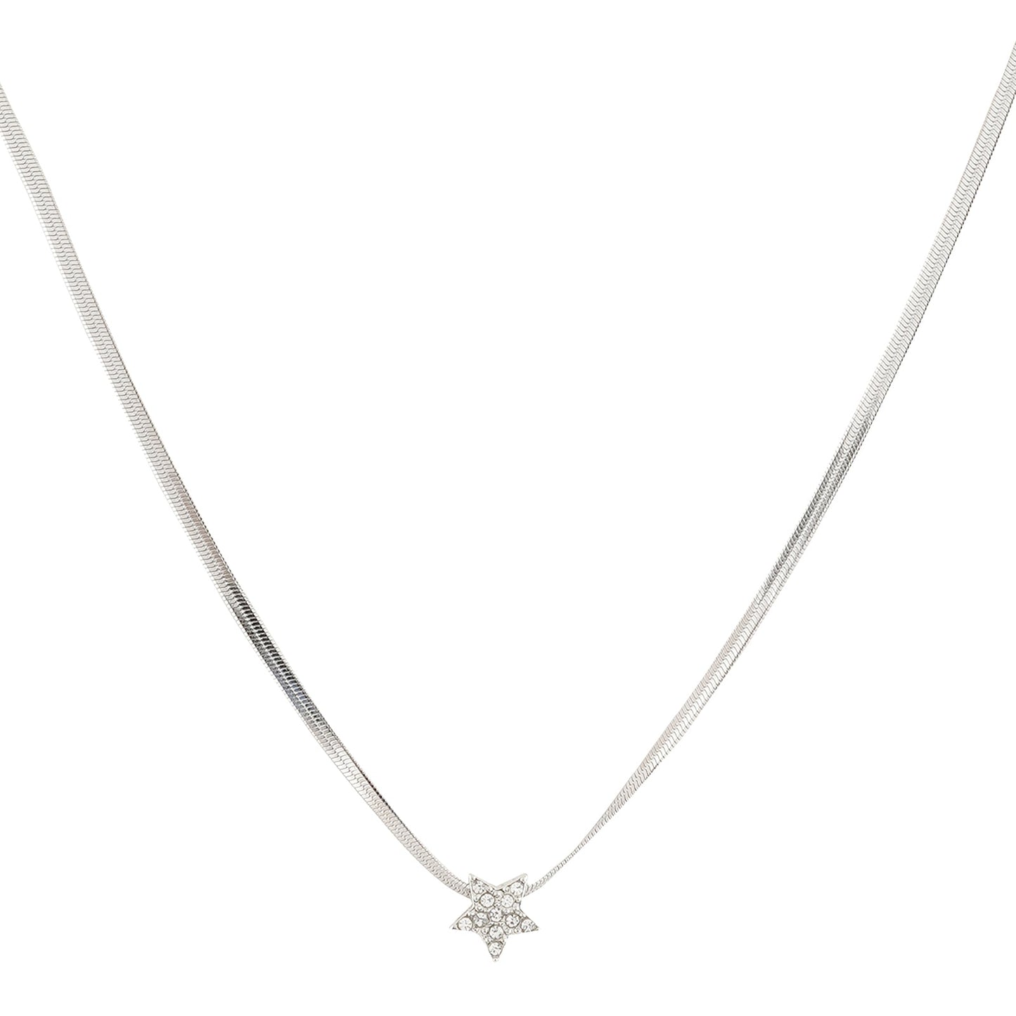 Bewitched Starlasa Rhinestone Star Charm Silver Necklace