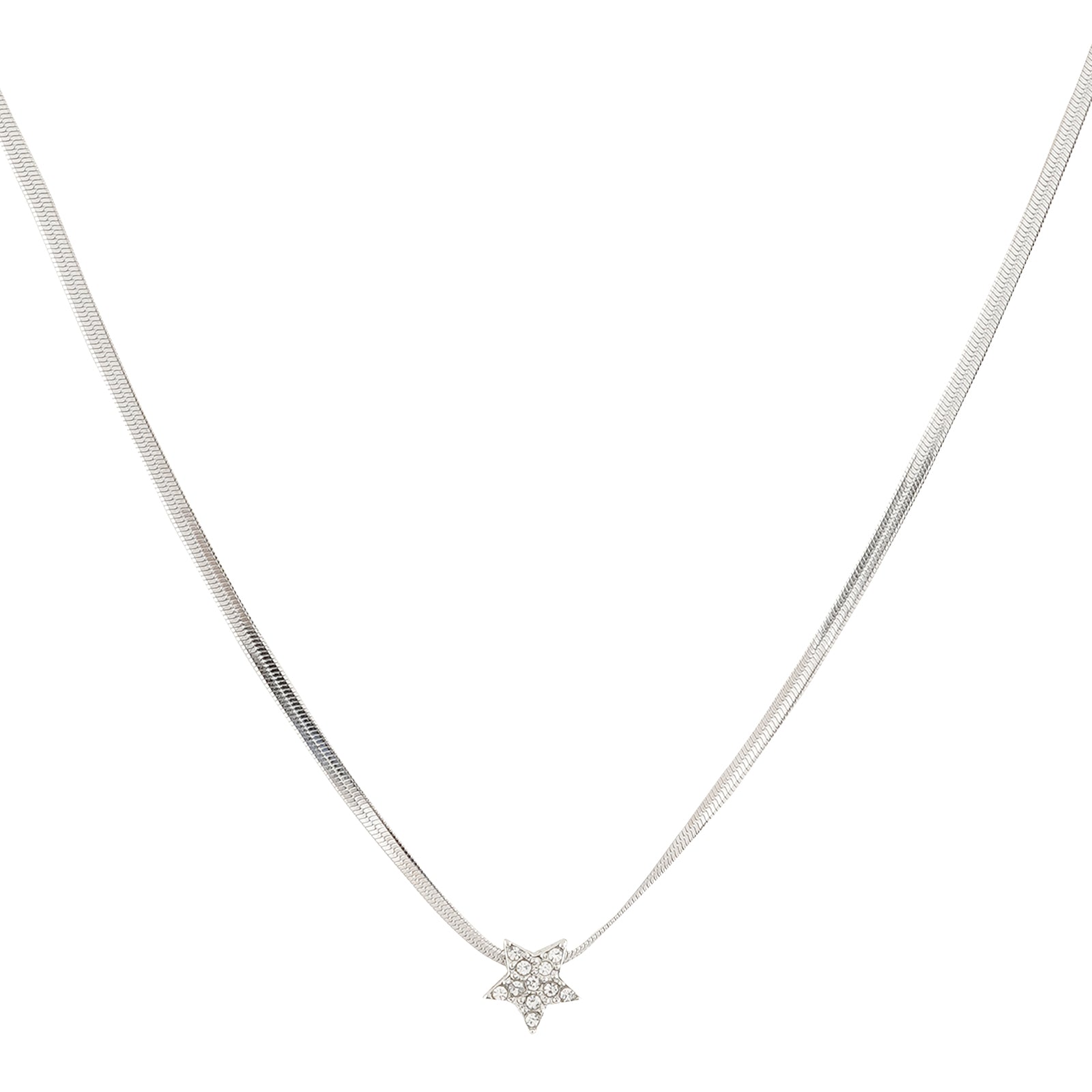Bewitched Starlasa Rhinestone Star Charm Silver Necklace