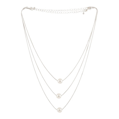 Bewitched Bettie Pearl layered Silver Necklace