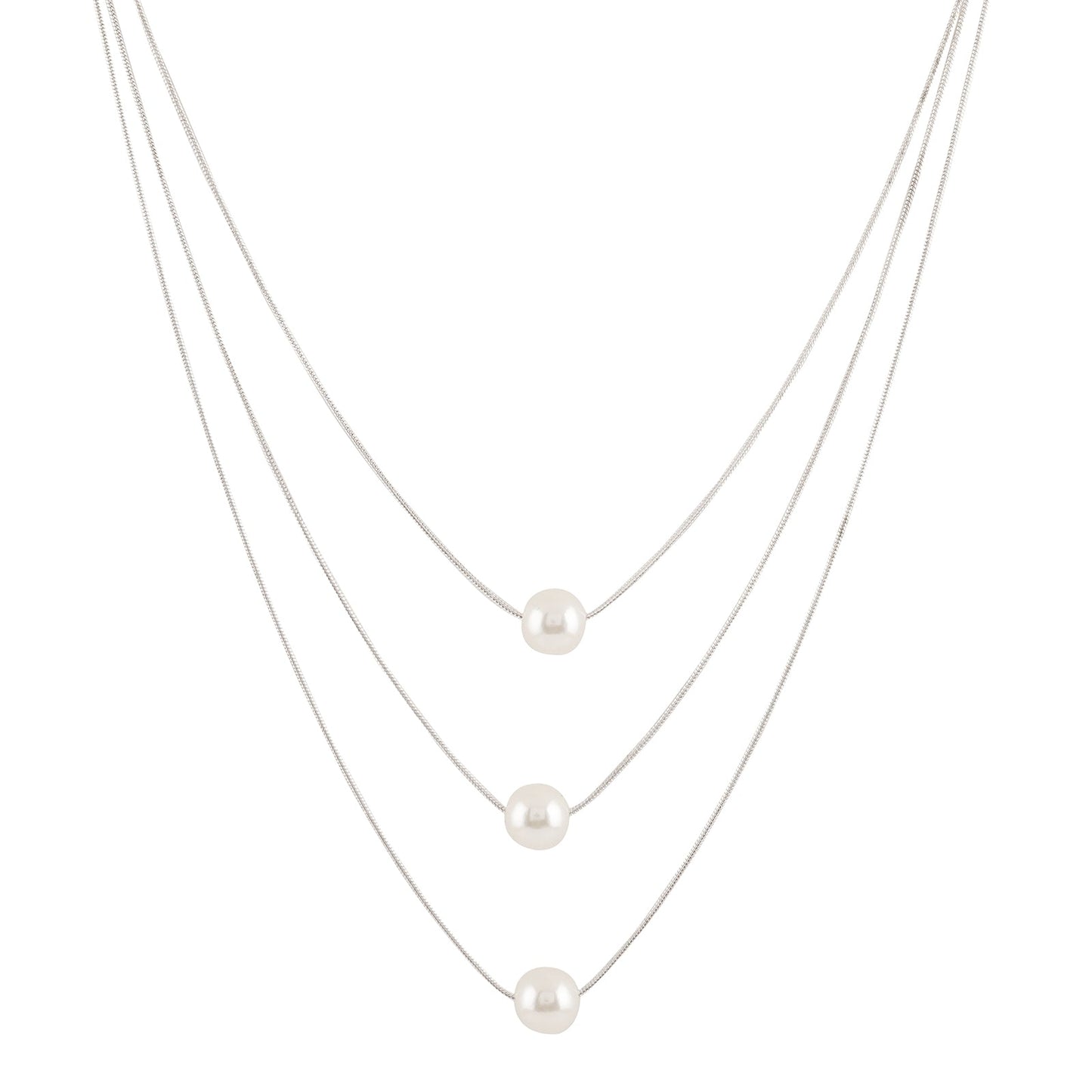 Bewitched Bettie Pearl layered Silver Necklace