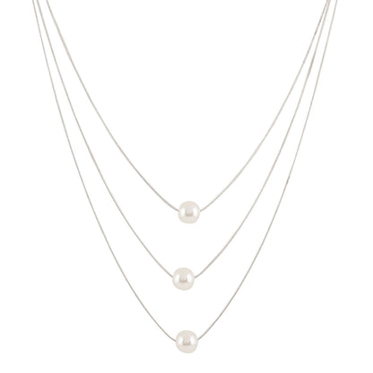 Bewitched Bettie Pearl layered Silver Necklace
