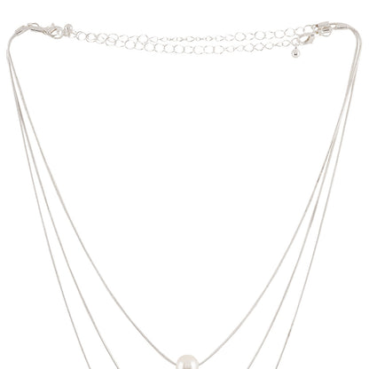 Bewitched Bettie Pearl layered Silver Necklace