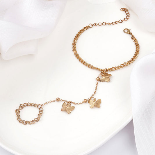 Bewitched Sabrina Butterfly Charm Gold Hand chain Bracelet