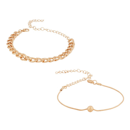 Bewitched Clayton Gold Chunky chain and dainty charm layered anklet