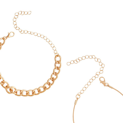 Bewitched Clayton Gold Chunky chain and dainty charm layered anklet