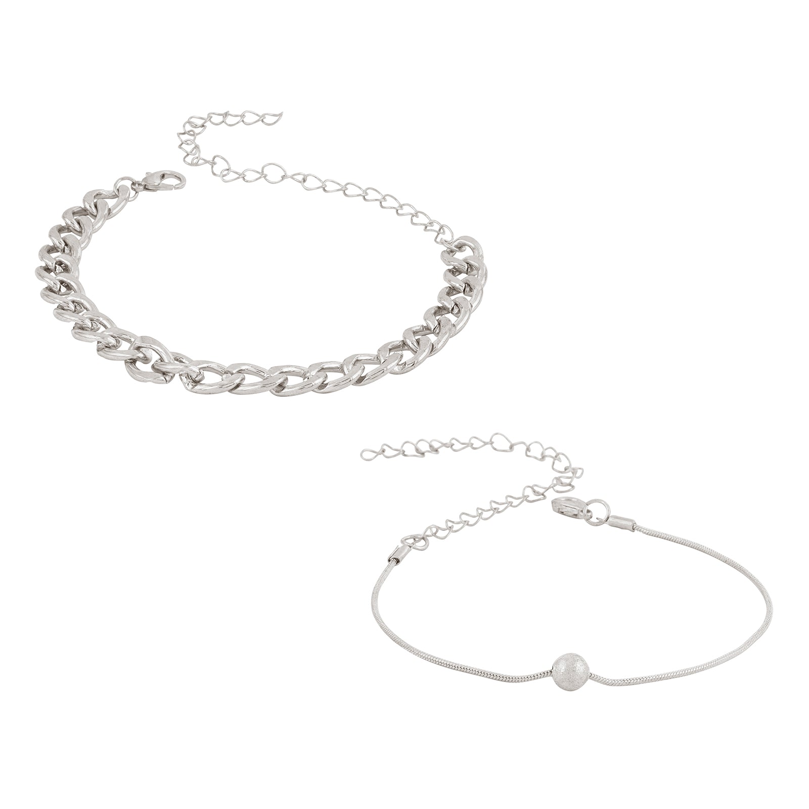 Bewitched Clayton Silver Chunky Chain And Dainty Charm Layered Anklet