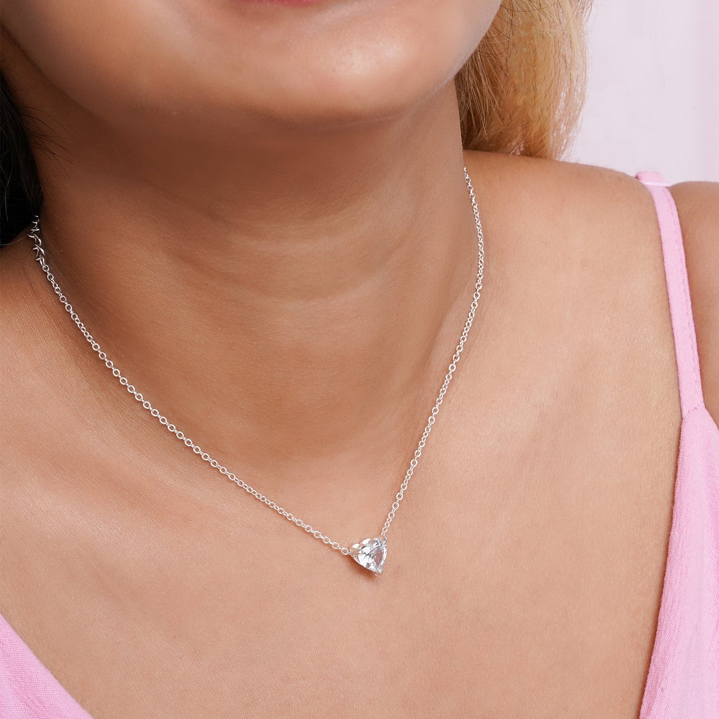 Bewitched Jaqleen Dainty Rhinestone Silver Necklace