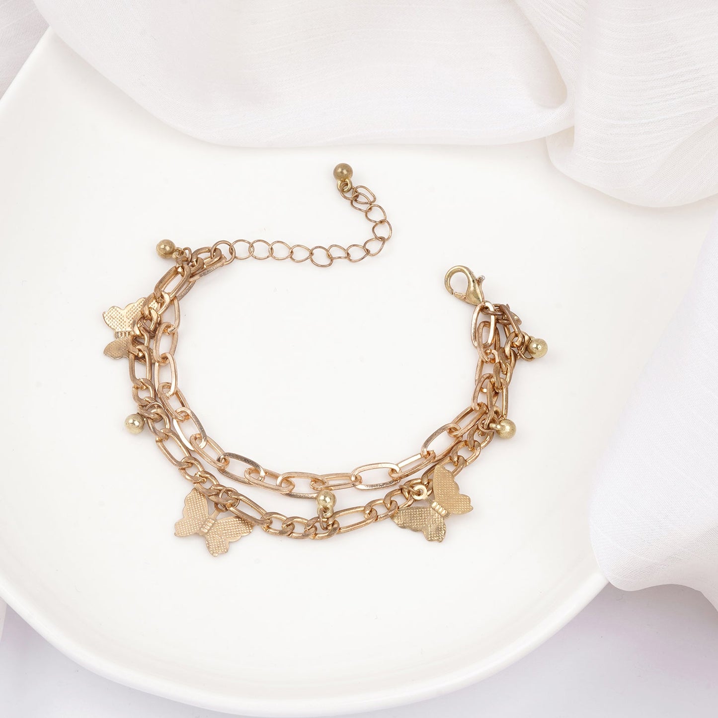 Bewitched Cystine Gold Butterfly Charm Bracelet