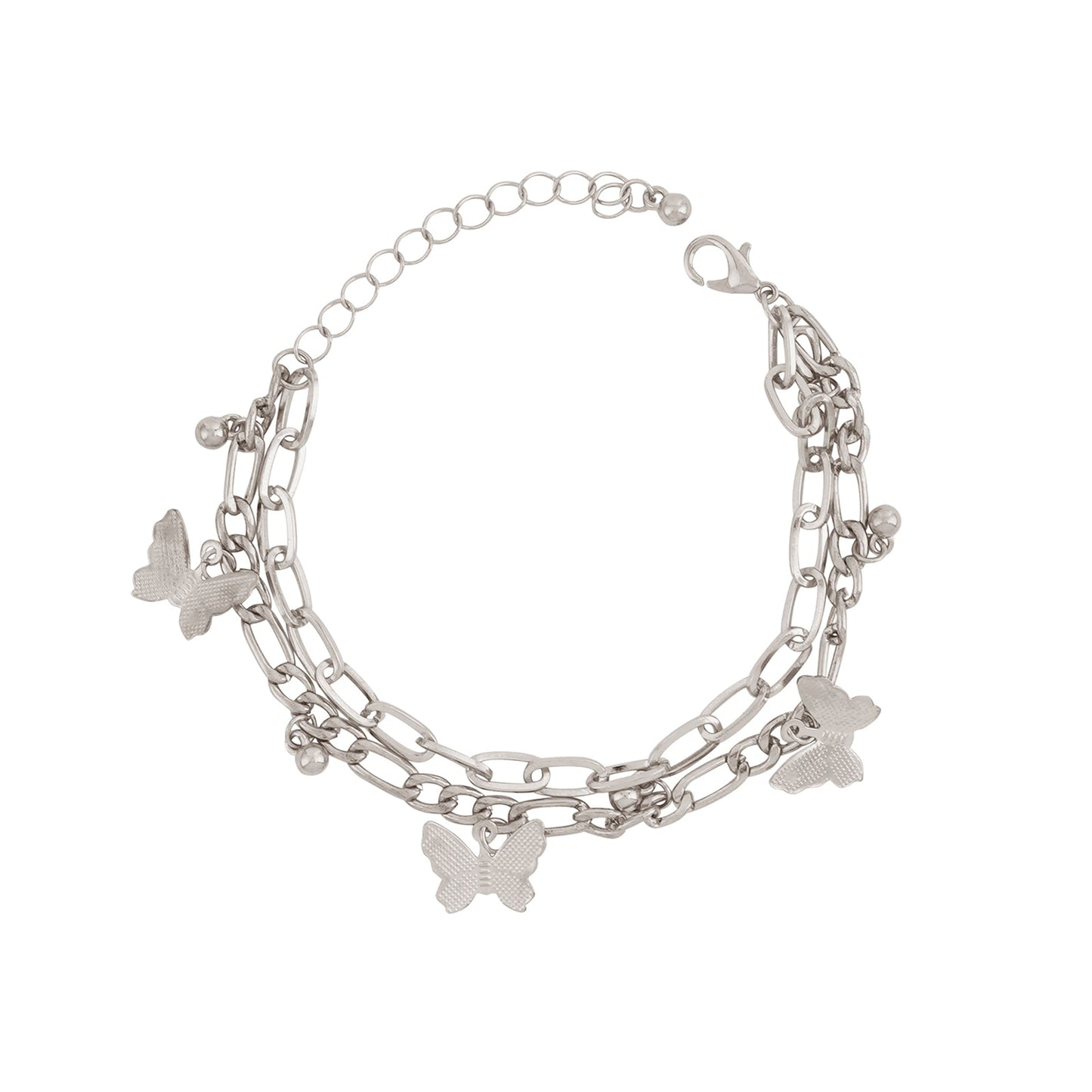 Bewitched Cystine Silver Butterfly Charm Bracelet