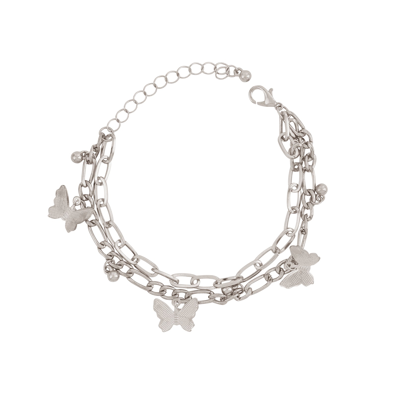 Bewitched Cystine Silver Butterfly Charm Bracelet