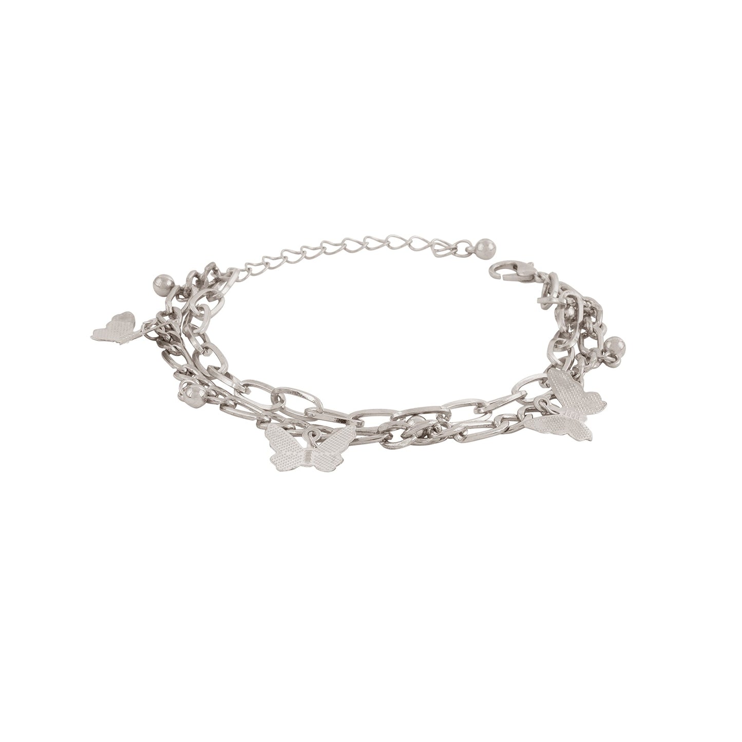 Bewitched Cystine Silver Butterfly Charm Bracelet