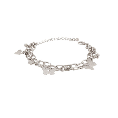 Bewitched Cystine Silver Butterfly Charm Bracelet