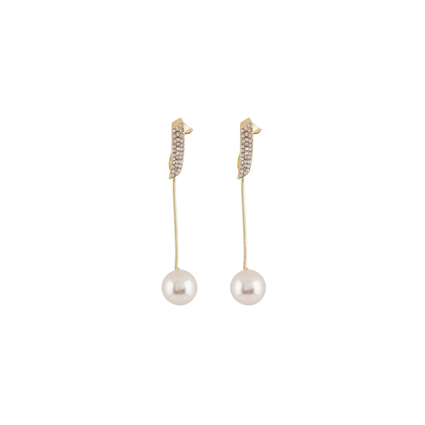 Bewitched Vinci Pearl And Rhinestone Drop Gold Studs