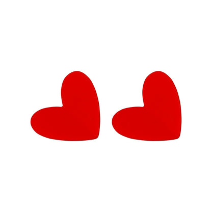 Bewitched Tressa Red Fold Heart Stud Earrings