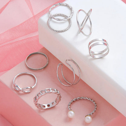 Bewitched Norine Silver Ring Stack
