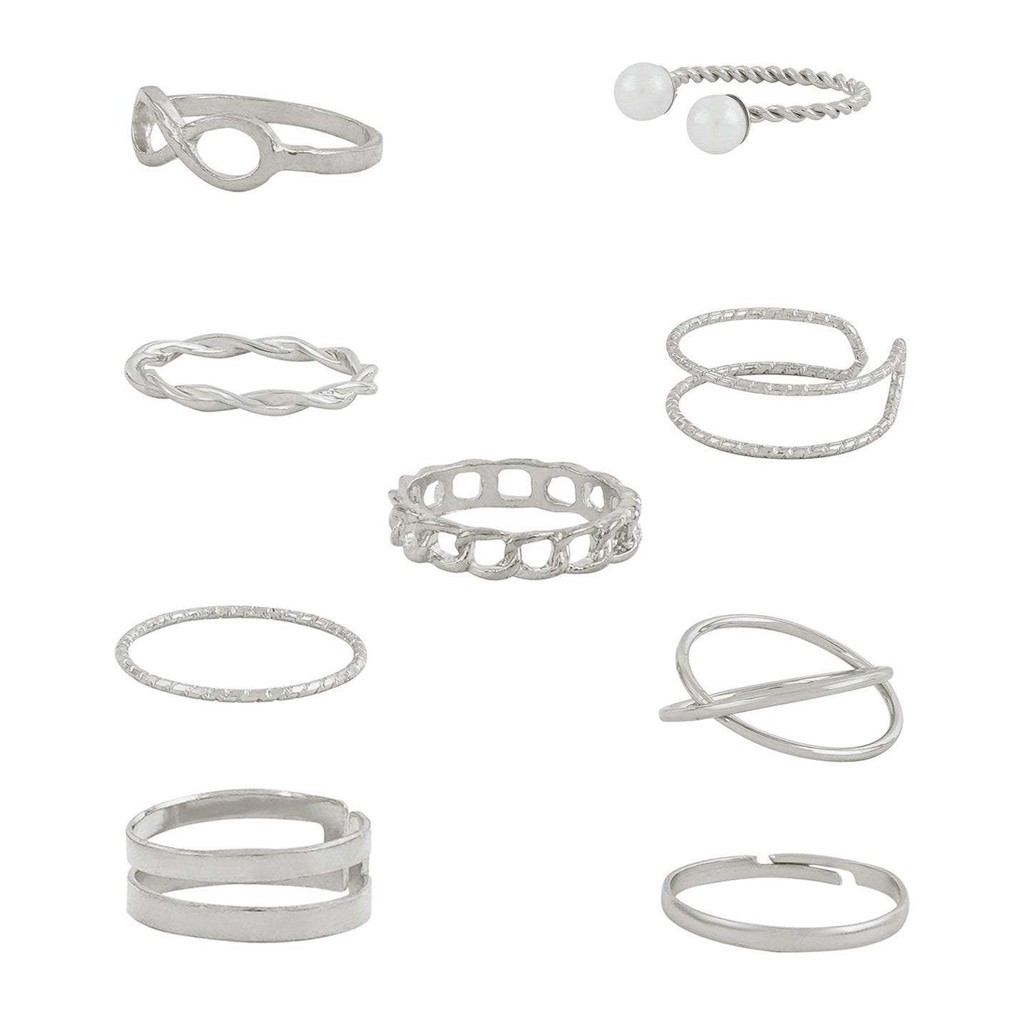 Bewitched Norine Silver Ring Stack