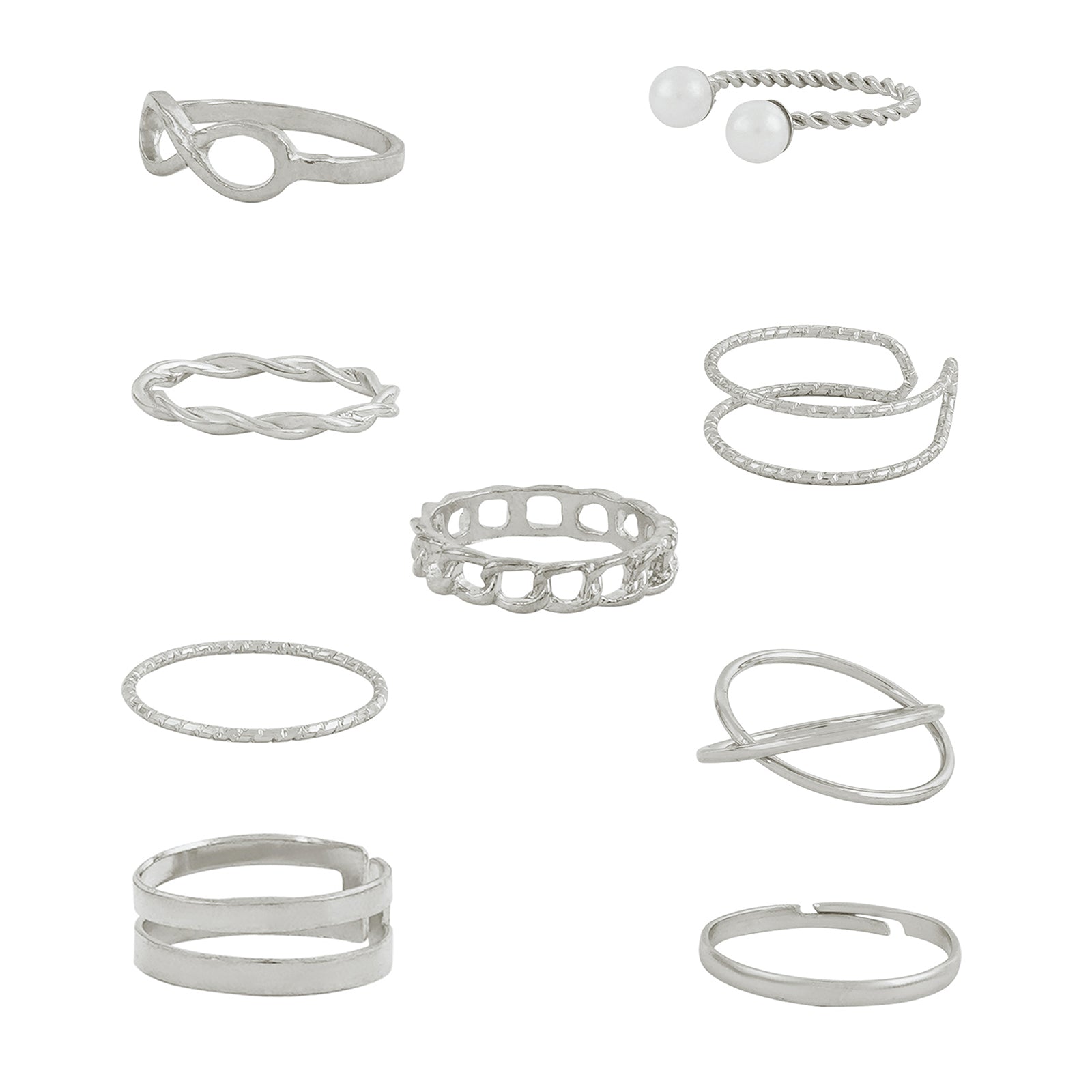 Bewitched Norine Silver Ring Stack