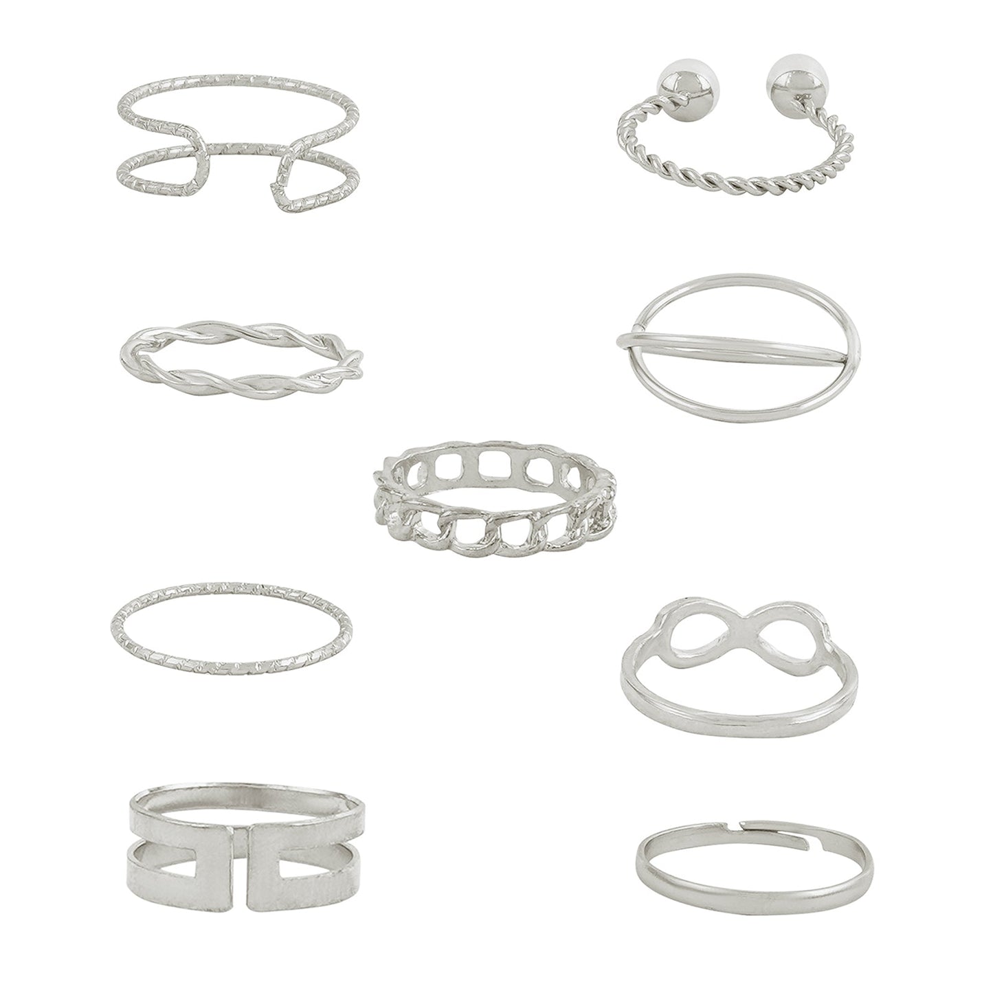 Bewitched Norine Silver Ring Stack