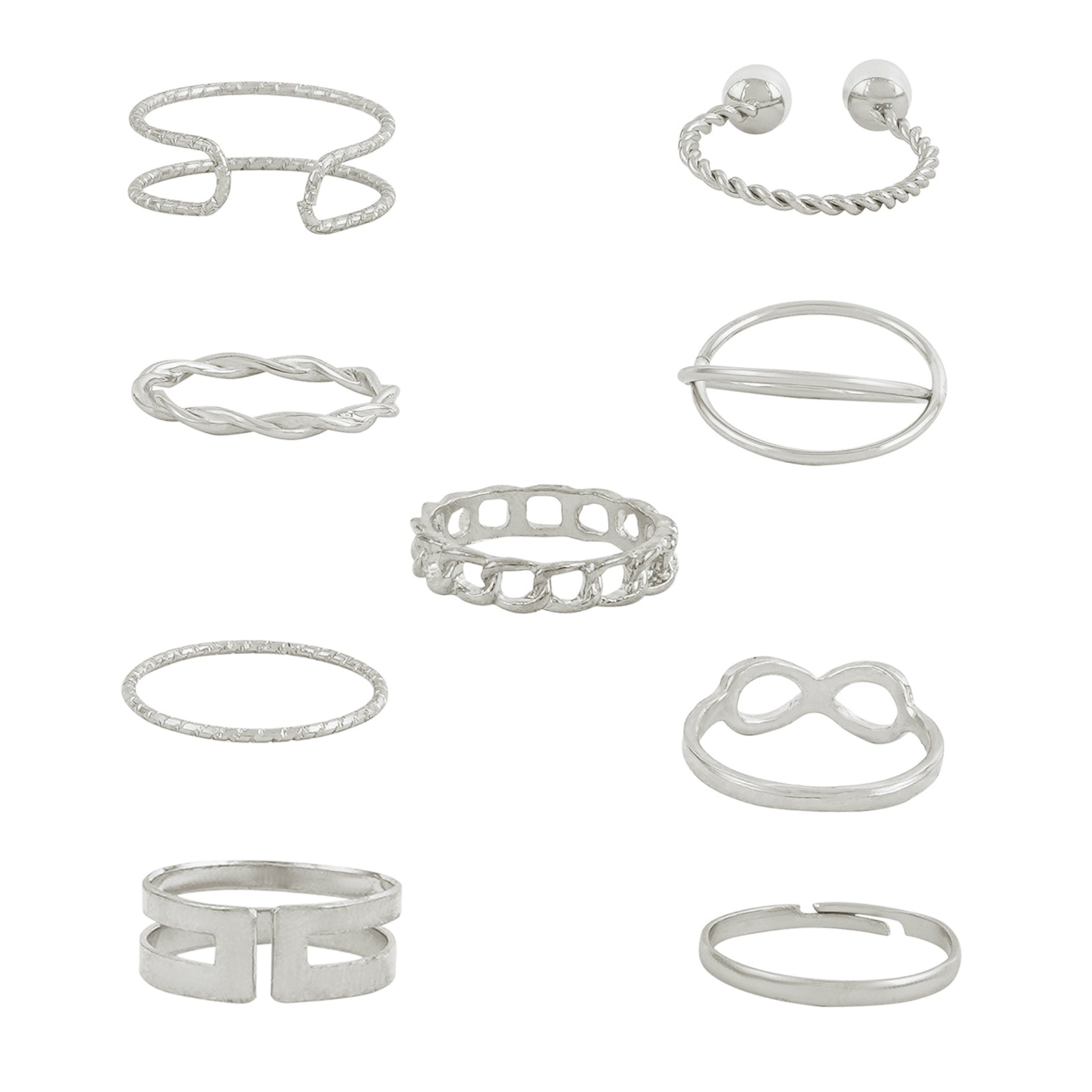 Bewitched Norine Silver Ring Stack