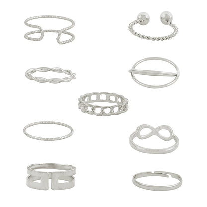 Bewitched Norine Silver Ring Stack