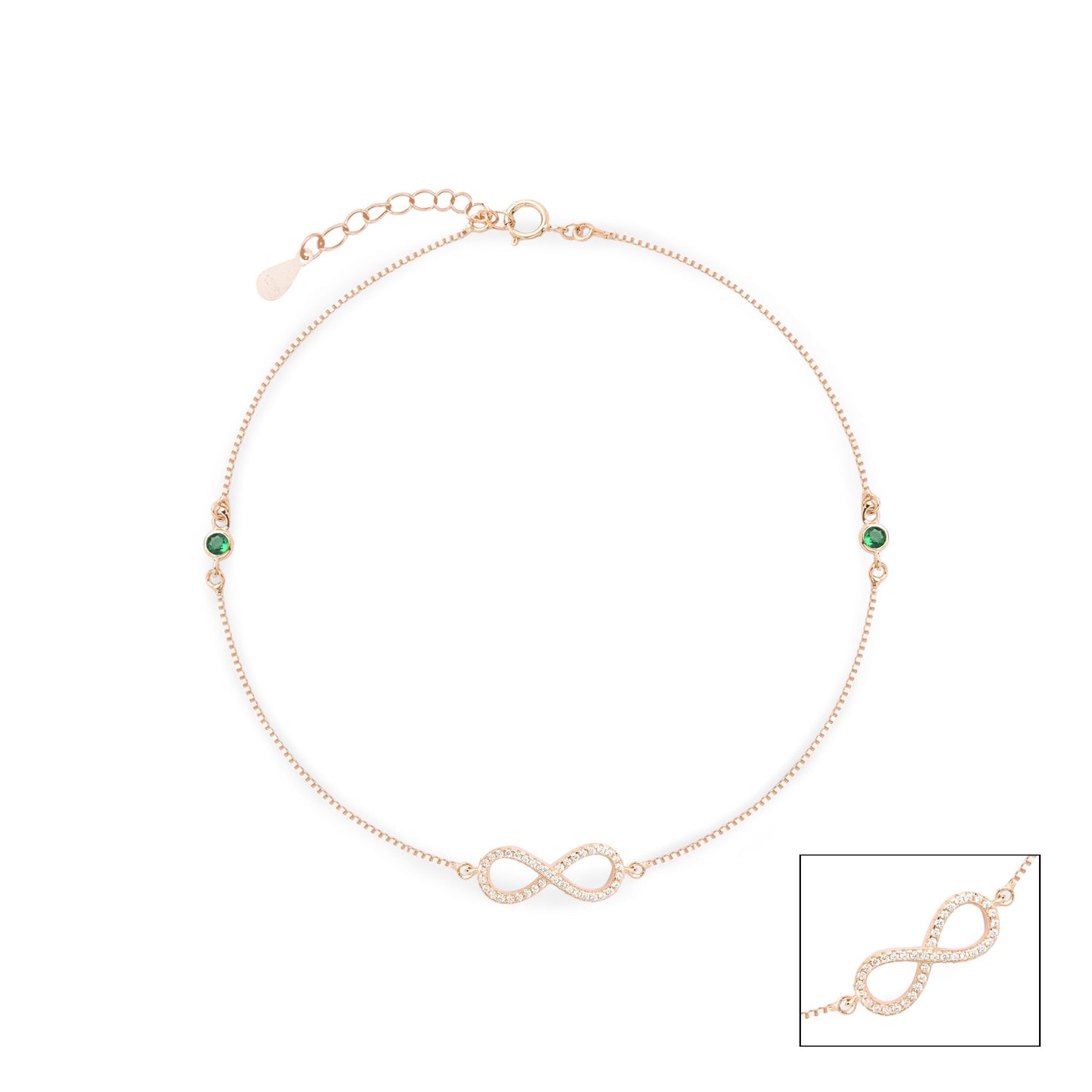 Infinity Green Zircon Anklet