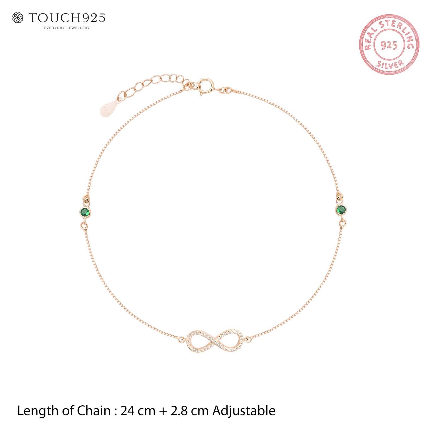 Infinity Green Zircon Anklet
