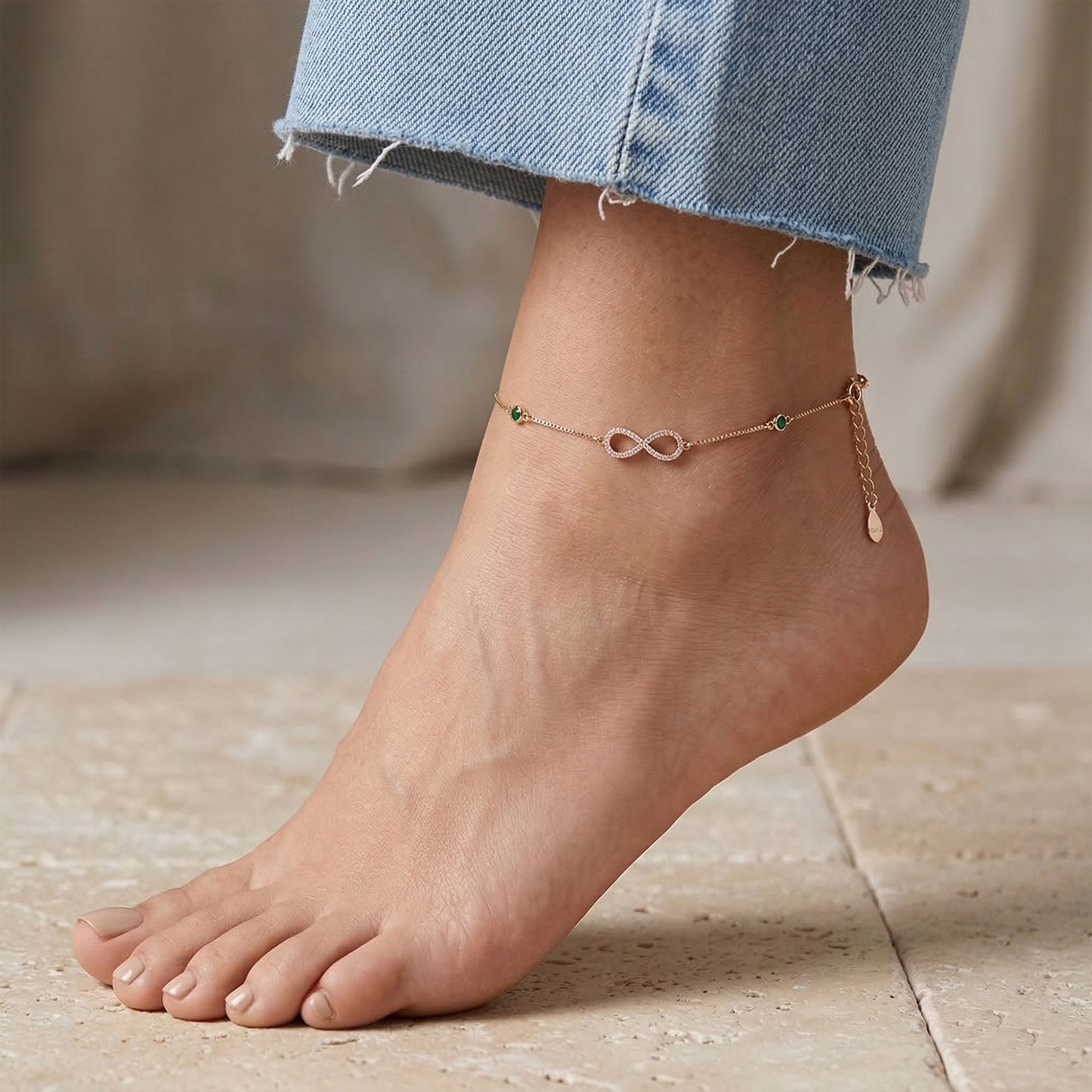 Infinity Green Zircon Anklet