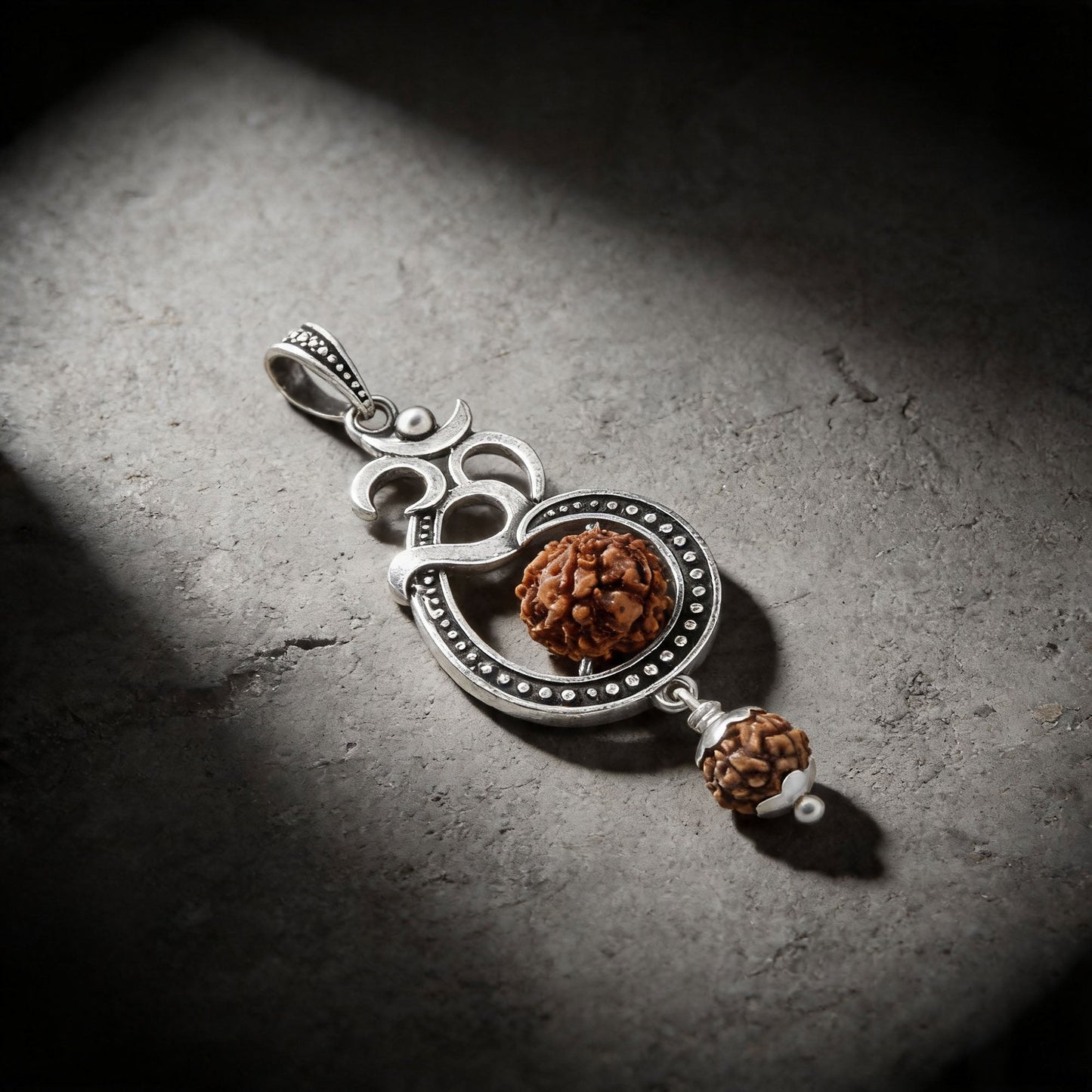 Double Rudraksha Om Pendant