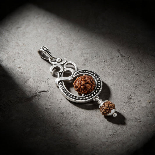 Double Rudraksha Om Pendant