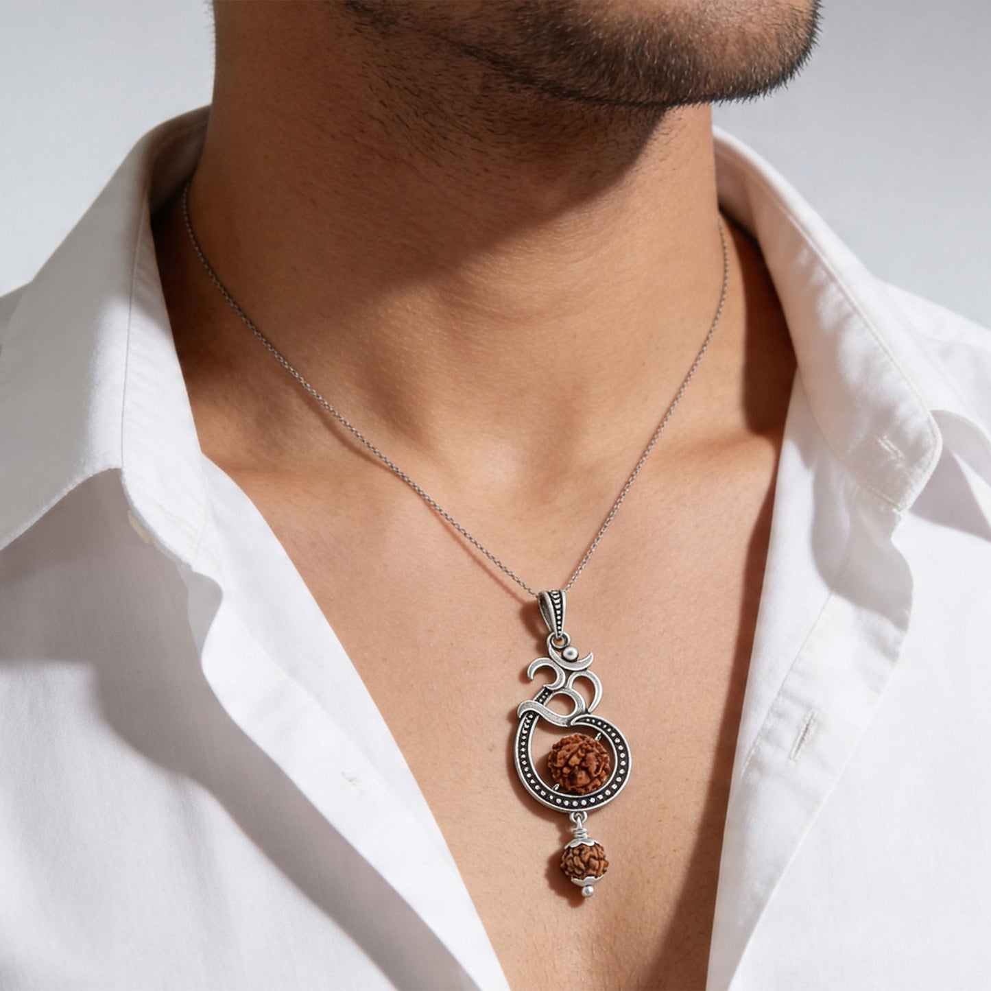 Double Rudraksha Om Pendant