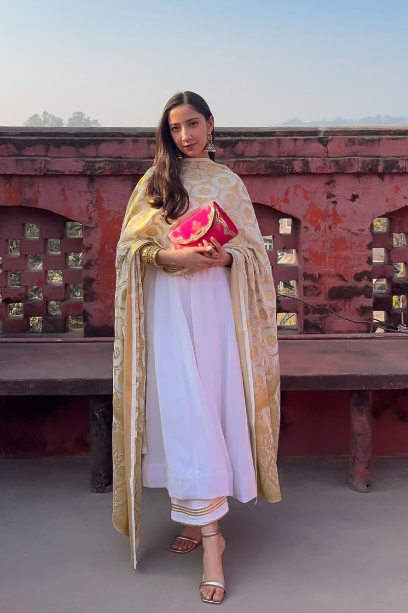 Bahaar Pure Silk Flapover Clutch - Pink