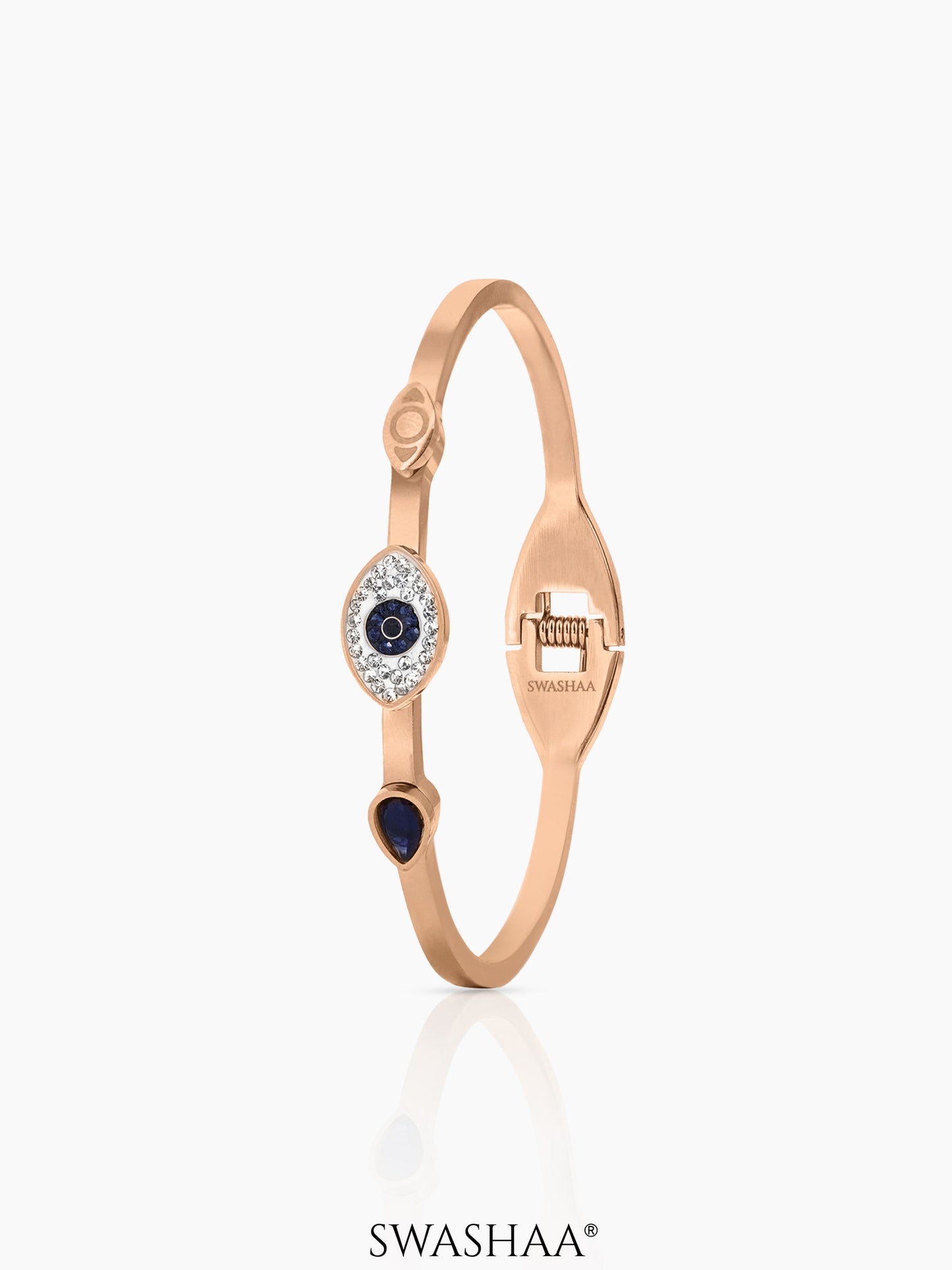 Bailee Blue Evil Eye Diamond Rosegold Plated Bracelet