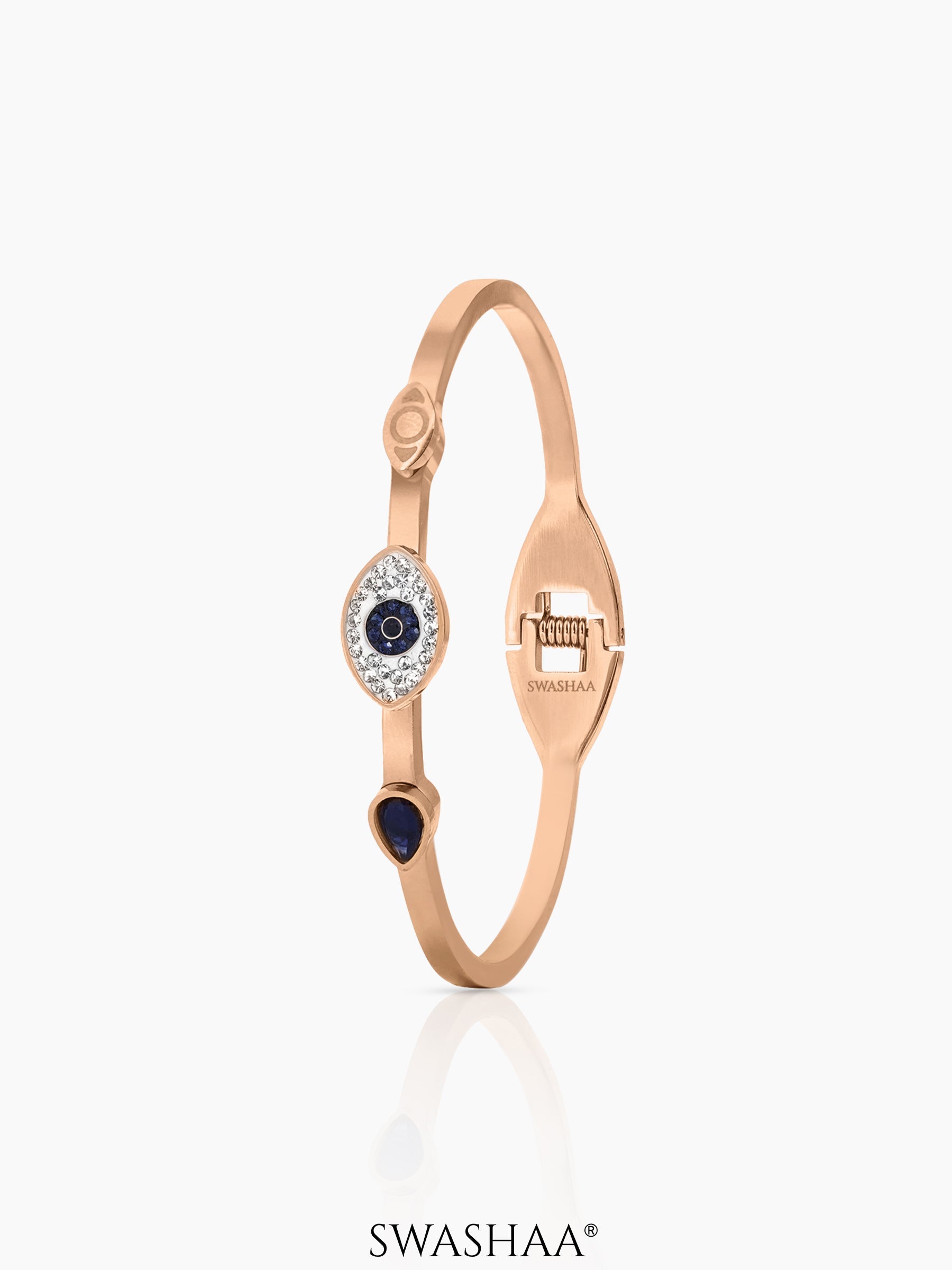 Bailee Blue Evil Eye Diamond Rosegold Plated Bracelet