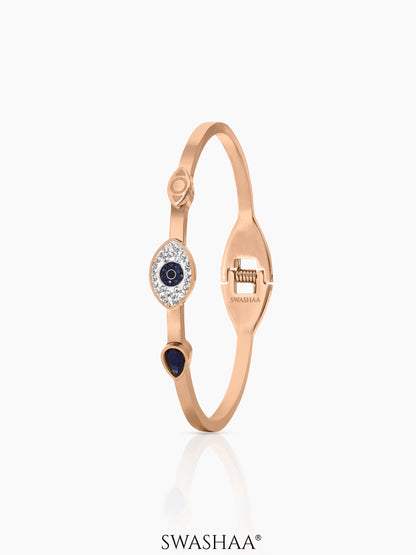 Bailee Blue Evil Eye Diamond Rosegold Plated Bracelet