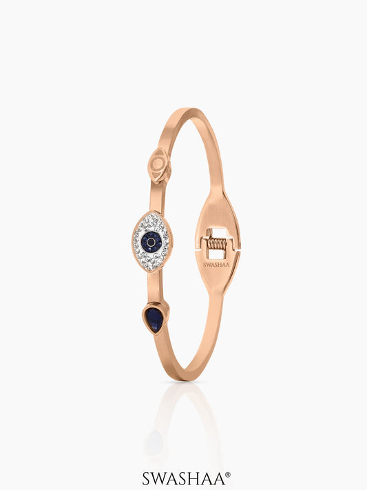 Bailee Blue Evil Eye Diamond Rosegold Plated Bracelet
