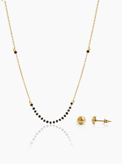 Banari 18K Gold Plated Mangalsutra Jewelry Set Of 2 - Necklace & Earrings - Swashaa