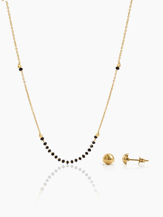 Banari 18K Gold Plated Mangalsutra Jewelry Set Of 2 - Necklace & Earrings - Swashaa