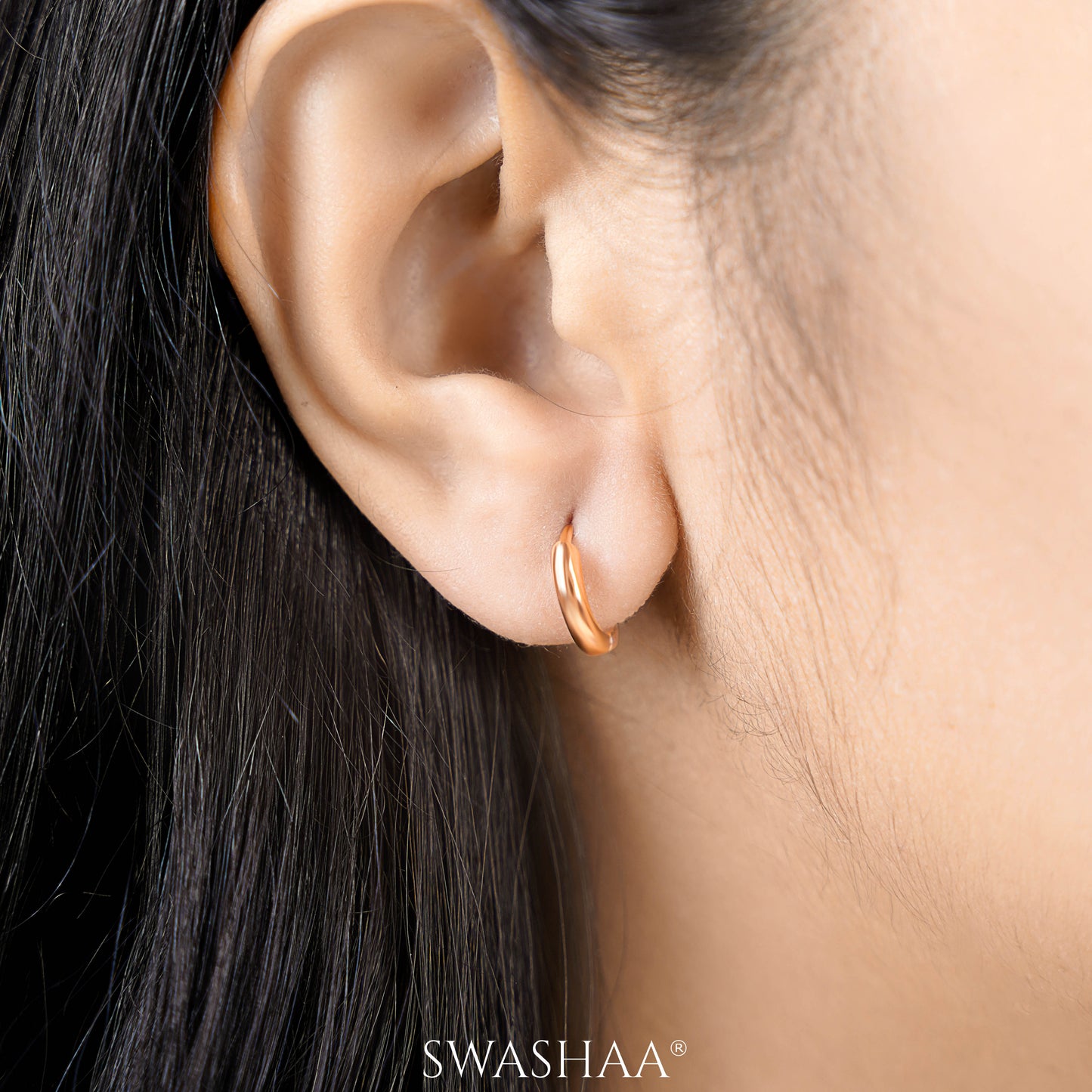 Barbara Rosegold Plated Hoop Earings - Swashaa