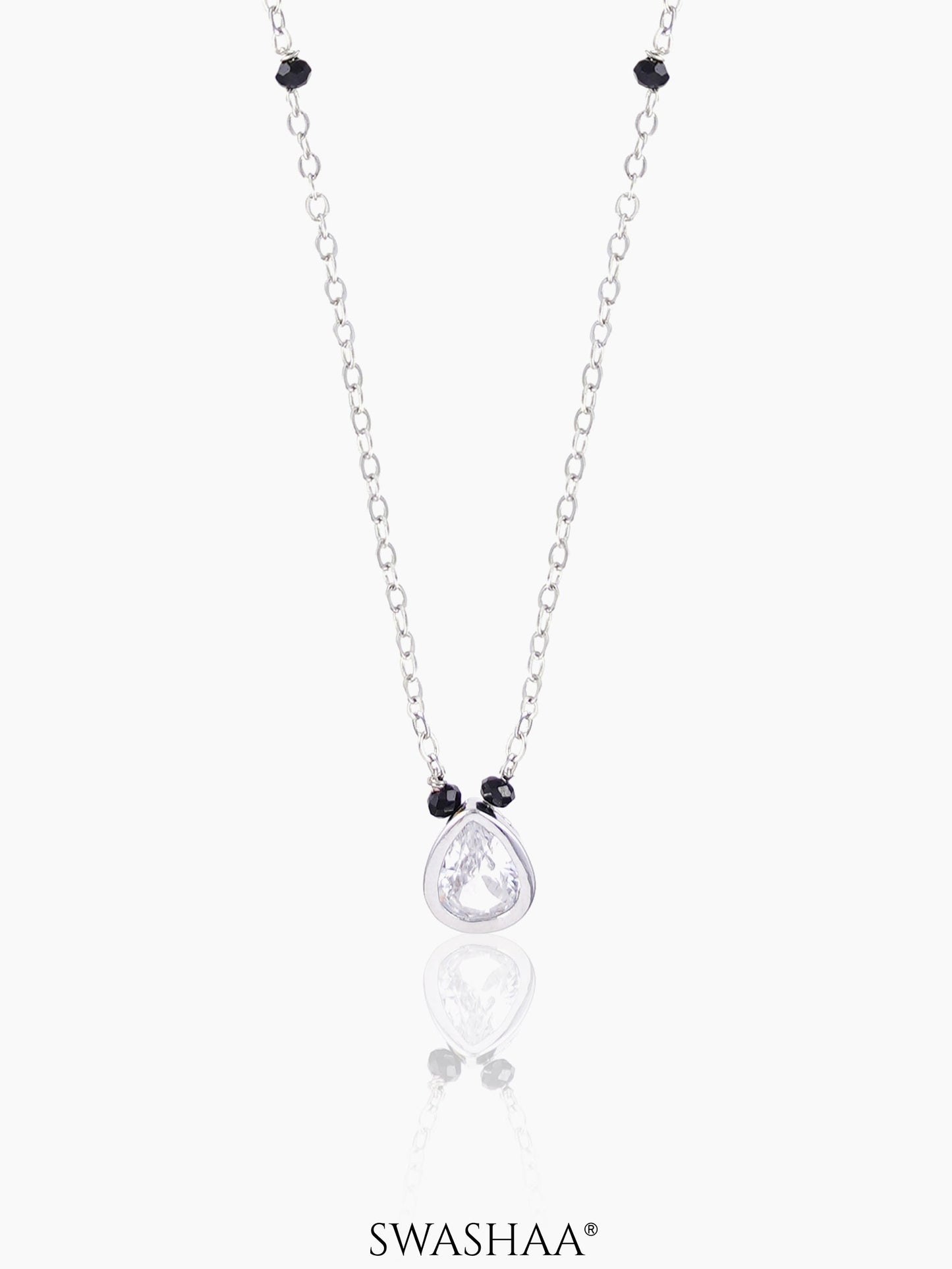Barkha Teardrop Silver Mangalsutra