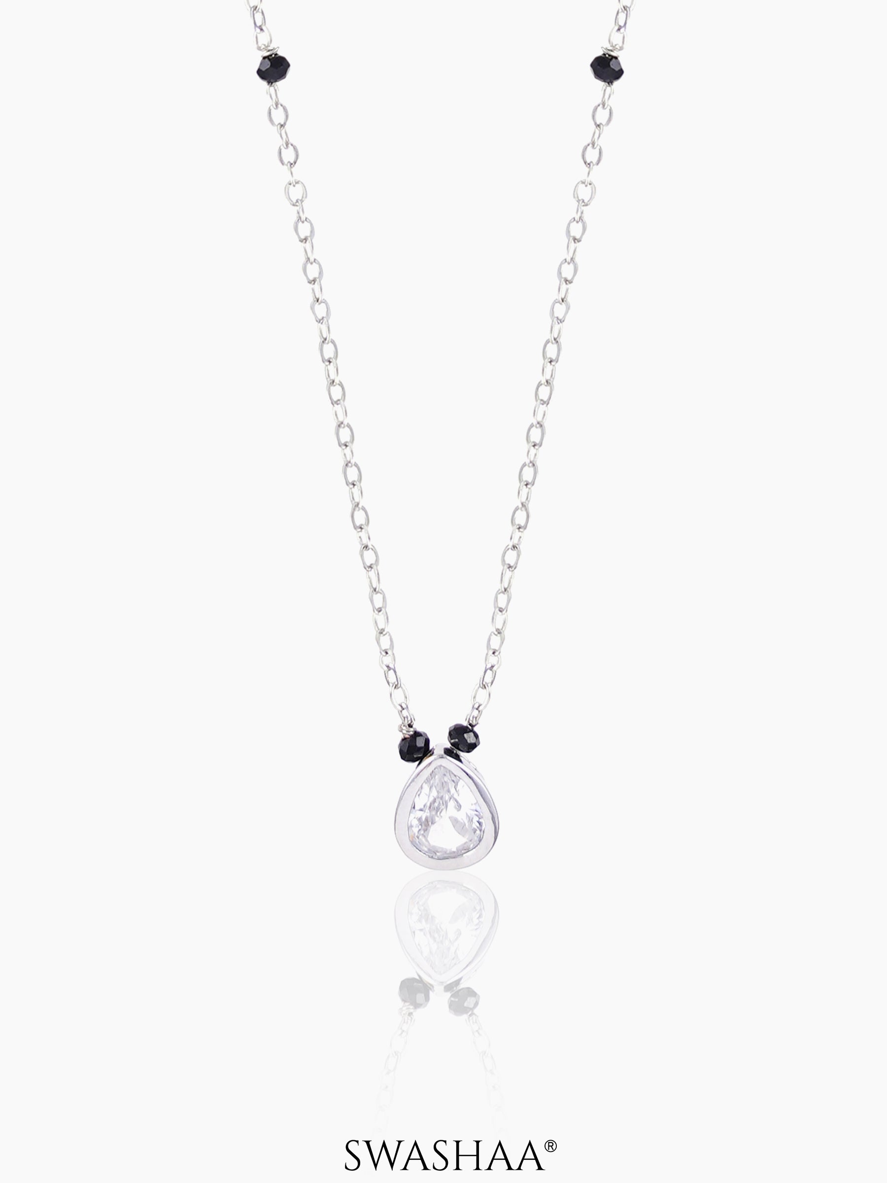 Barkha Teardrop Silver Mangalsutra